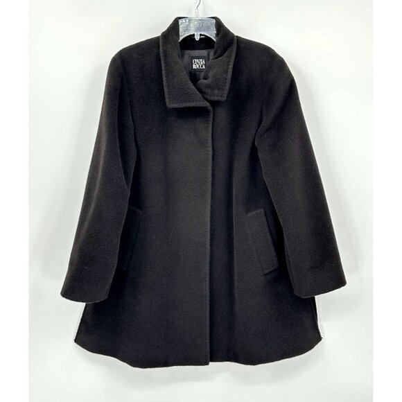 CINZIA ROCCA coat jacket 100% baby alpaca cupro lined made in italy brown US 8 - Picture 1 of 11